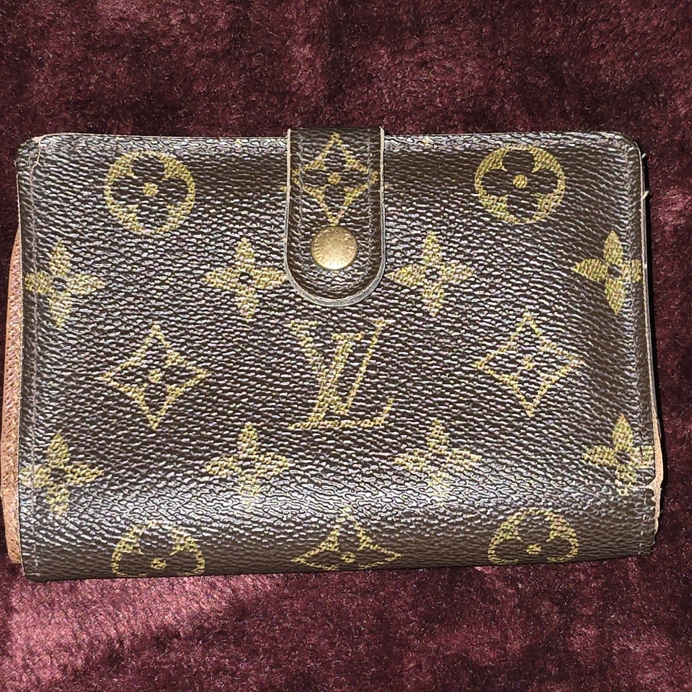 Louis Vuitton Brown Monogram Canvas Wallet with Gold Accents